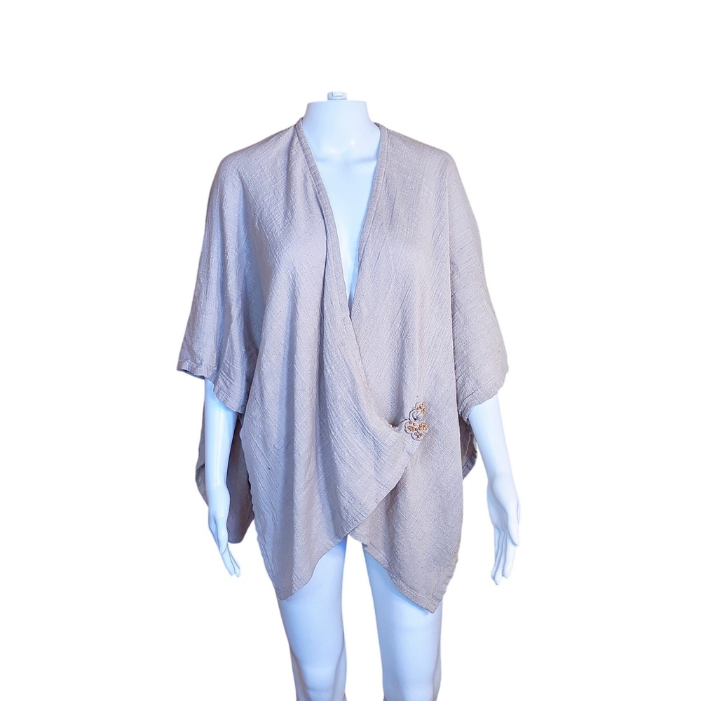 Soft‎ Surroundings Drape Front Kimono Cardigan Women's Large Beige Boho Layering